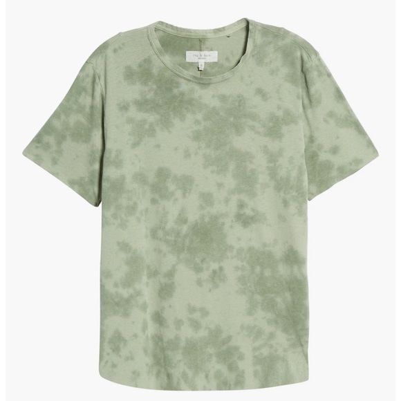 Rag & Bone size large Haydon Tie Dye Linen & Cotton T-Shirt in leaf green - Picture 6 of 8
